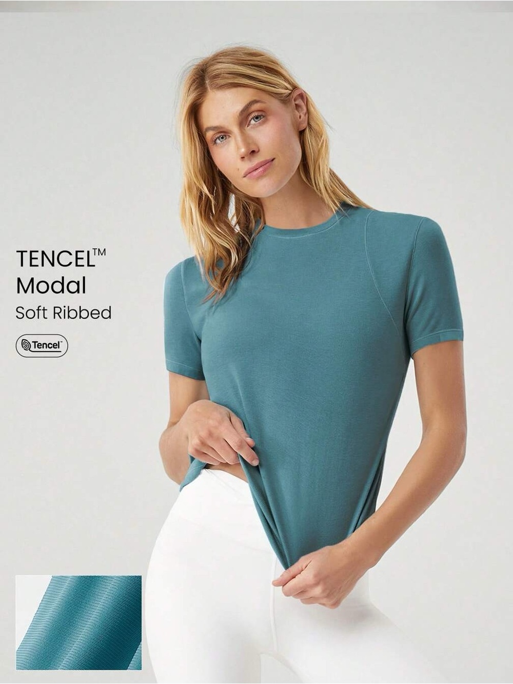 Glowmode Modal Soft Ribbed Round Neck Tee - Picture 2 of 8